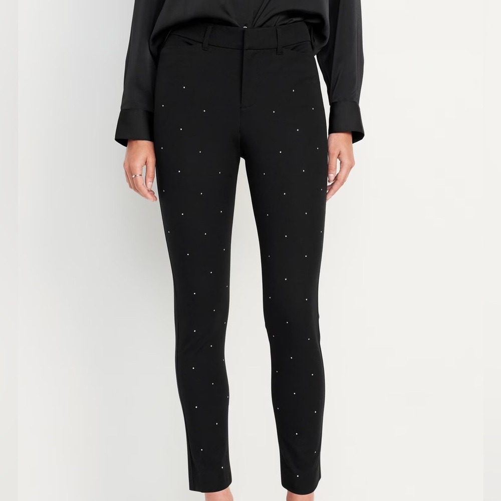 Old Navy Black Rhinestone High Rise Pixie Skinny Pants - Picture 1 of 11